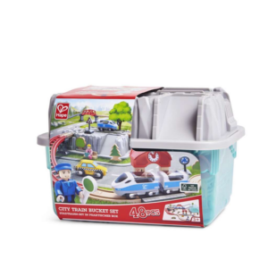 Hape Railway Ξύλινος Σιδηρόδρομος City Bucket Set 48τμχ